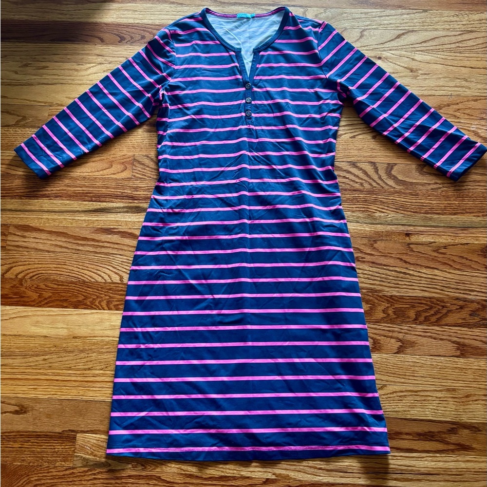J. McLaughlin Navy and Pink Striped Midi Dress